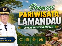 Bupati Lamandau, Rizky Aditya Putra, S.E., M.M., dalam ilustrasi promosi pariwisata Lamandau yang menonjolkan potensi alam, budaya, ekonomi kreatif, dan keramahan masyarakat.